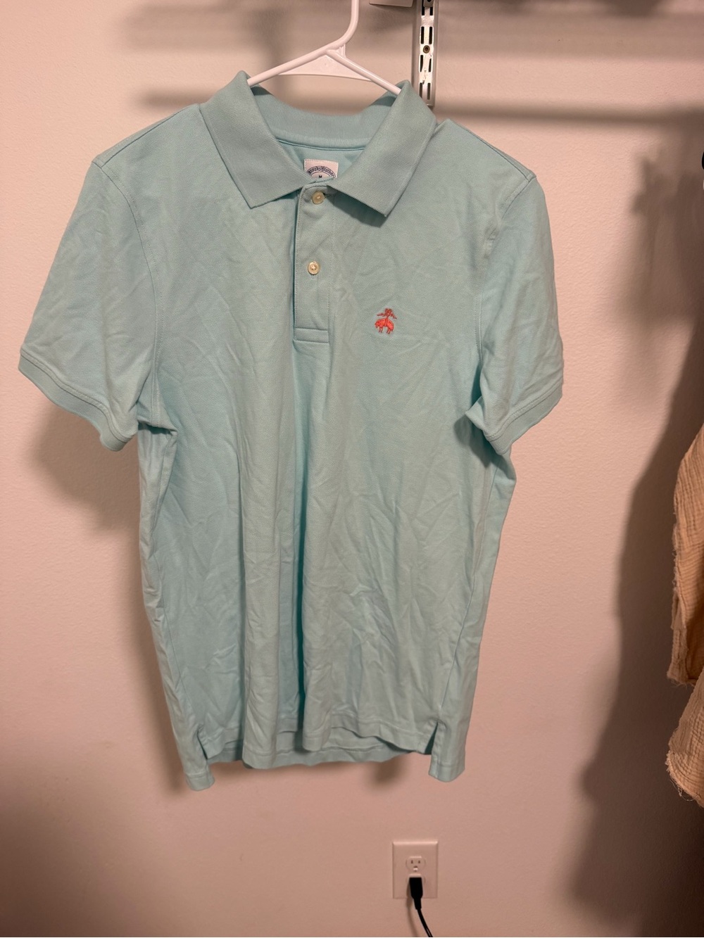 Brooks Brothers Light Aqua Polo with Small Coral Logo